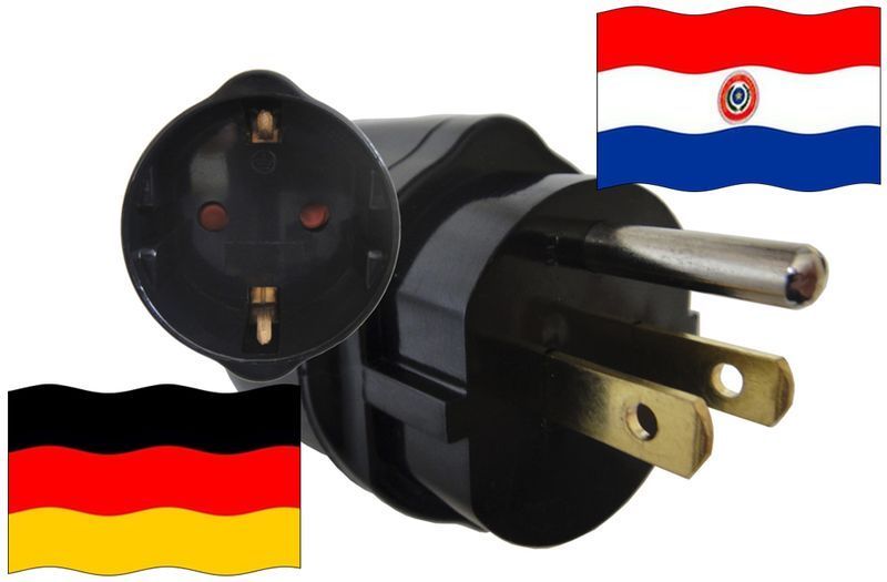Urlaubsadapter Paraguay für Geräte aus Deutschland Reise Adapter Travel 3polig 