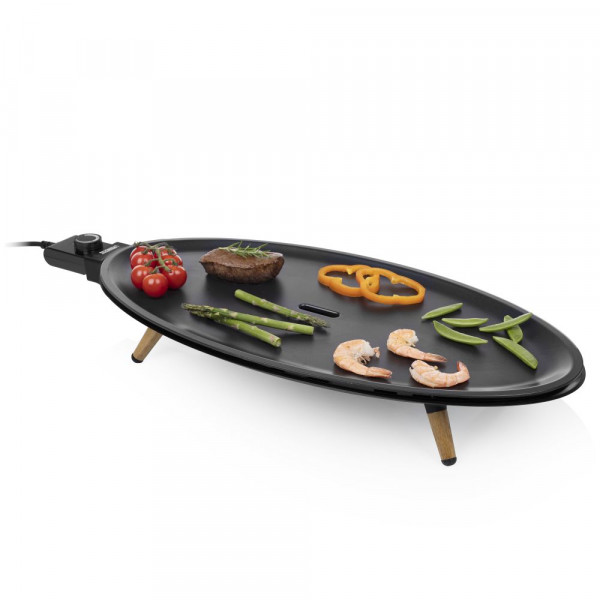 Tischgrill mit ovale, abnehmbare Grillplatte, Partygrill, Teppanyaki