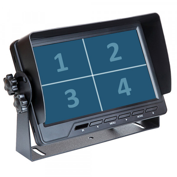 7Zoll Split-Monitor MO447 mit 4AV-Eingängen (4Pin) und 4x Trigger pro Kamera - 4 Kameras anschließba