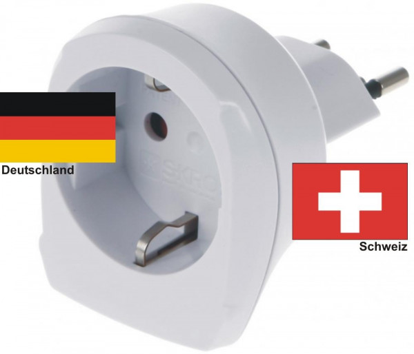 Reiseadapter Urlaub Reise Stecker Schweiz-Deutschland - Skross Single Travel Adapter 1.500205