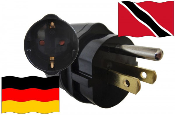 Reiseadapter Reisestecker Urlaub Trinidad-Tobago für Geräte aus Deutschland