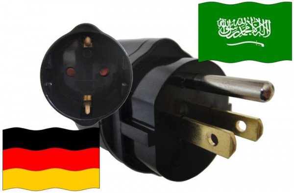 Reiseadapter Reisestecker Urlaub Saudi Arabien für Geräte aus Deutschland