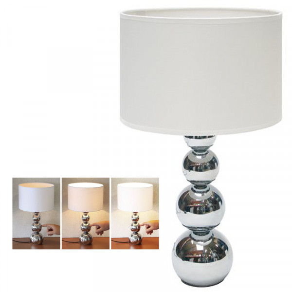 Edle Touch-Lampe mit weißem Textilschirm Ranex 10.011.96
