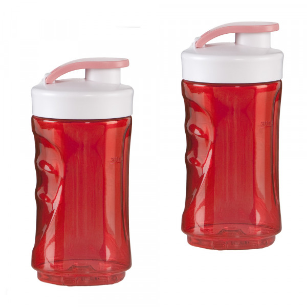 2 Ersatzflaschen für Smoothie-Mixer 2 x 300ml Ersatzbehälter rot