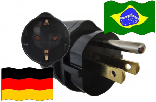 Reiseadapter Reisestecker Urlaub Brasilien für Geräte aus Deutschland