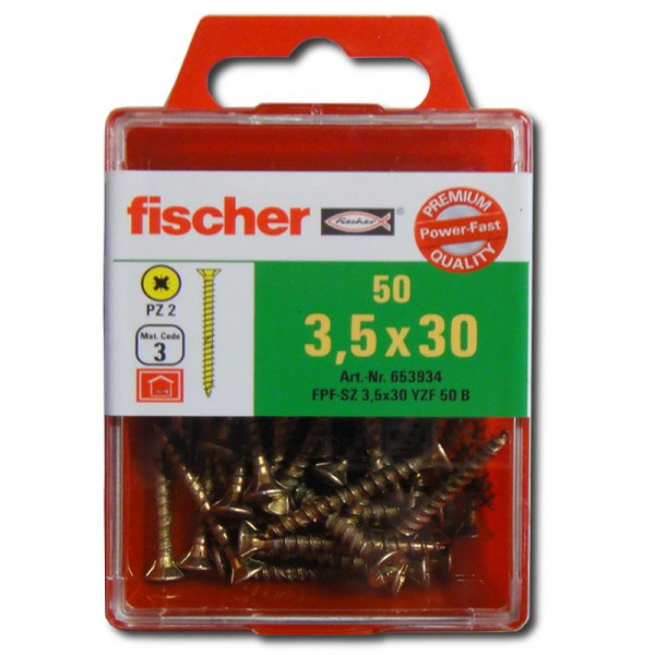 Fischer Power-Fast 3,5x30 Senkk. gevz VG PZ Box 653934 50Stk.